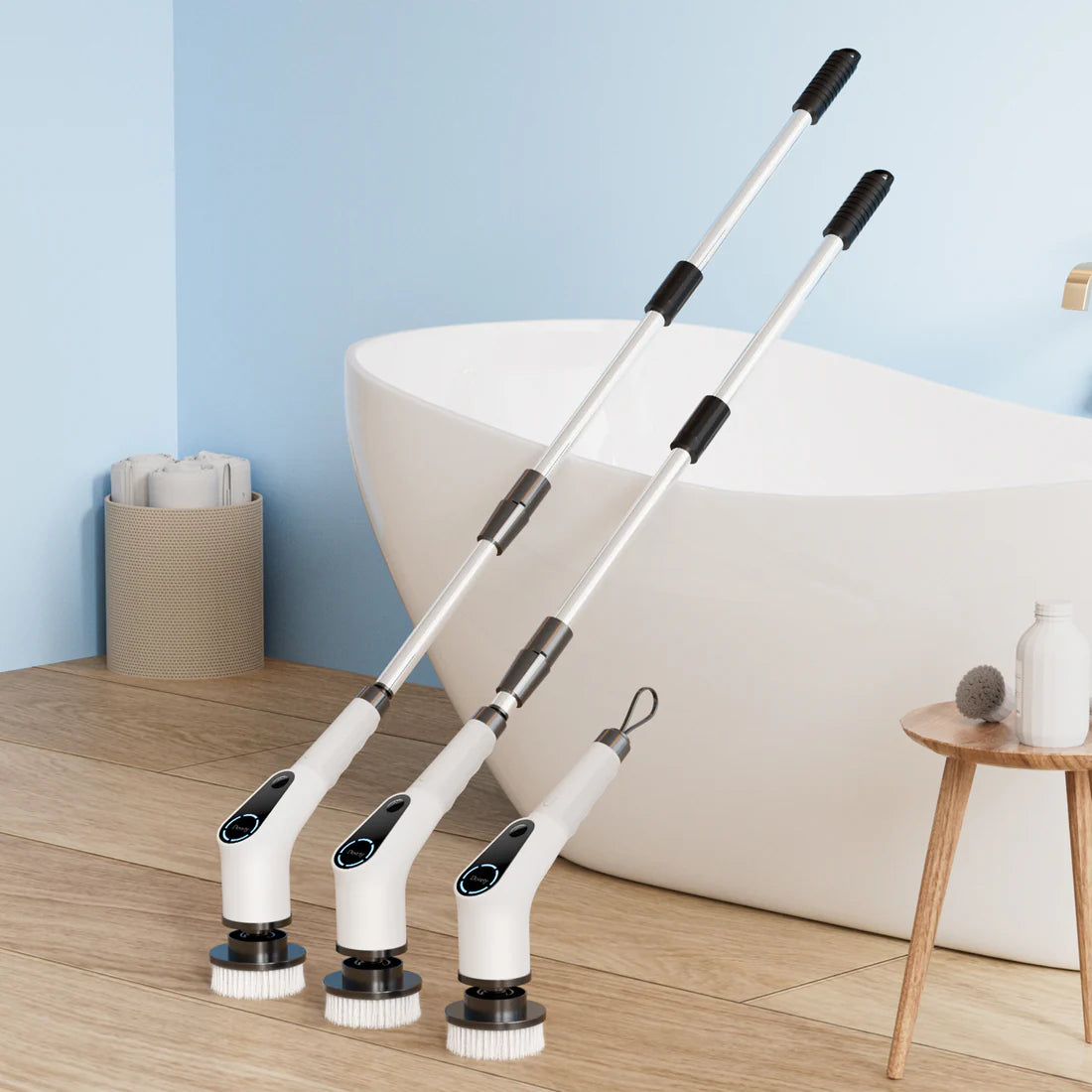 Furlo All-in-One Electric Spin Scrubber – 9-in-1 Cordless Power Scrubber with 8 Brush Heads & Extendable Handle