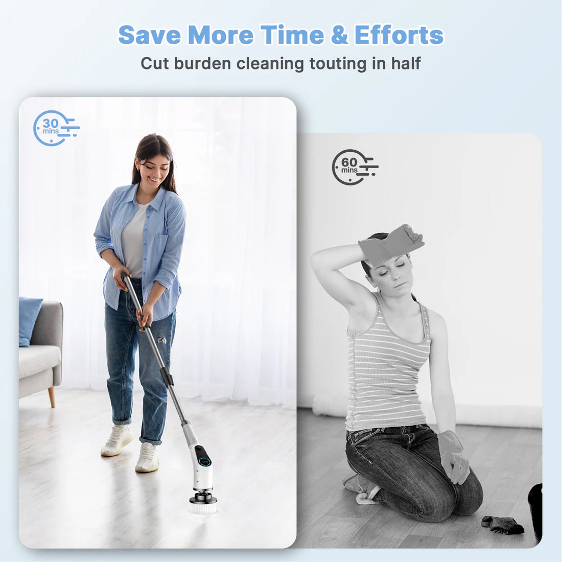 Furlo All-in-One Electric Spin Scrubber – 9-in-1 Cordless Power Scrubber with 8 Brush Heads & Extendable Handle